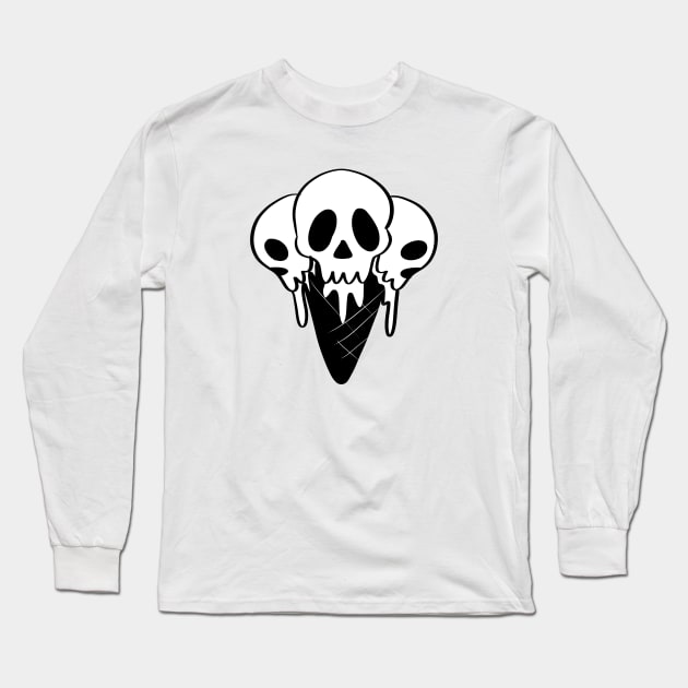 Scary sad melting ice cream skulls in the waffle Long Sleeve T-Shirt by ISFdraw